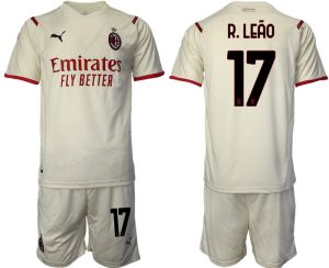 Auswärtstrikot AC Mailand 2021/22 beige-rot Kurzarm + Kurze Hosen mit Aufdruck THEO 19