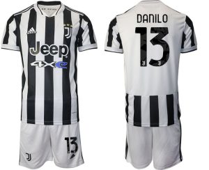 Juventus Turin Heimtrikot Set 2022 schwarz weiss mit Aufdruck Danilo 13