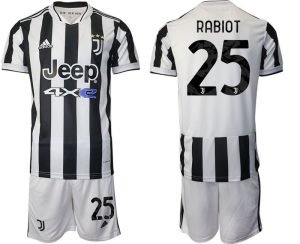 Juventus Turin Heimtrikot Set 2022 schwarz weiss mit Aufdruck Rabiot 25