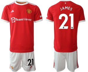 Manchester United 2022 Herren Fußballtrikot James 21 Heim Trikotsatz rot im Sale