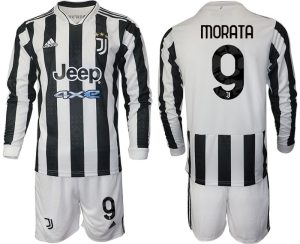 Morata 9# Heimtrikot Juventus Turin Herren 2022 weiß/schwarz Langarm + Kurze Hosen