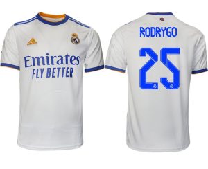 Real Madrid Heimtrikot 2022 weiß blau mit Aufdruck Rodrygo 25