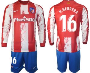 Atlético Madrid 2021/22 Heimtrikot Langarm + Kurze Hosen mit Aufdruck H.Herrera 16