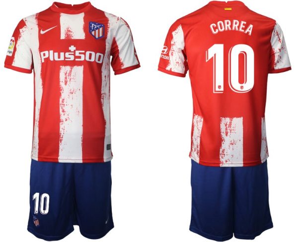 Atlético Madrid Herren Heimtrikot 2021-22 rot/weiß mit Aufdruck CORREA 10-1