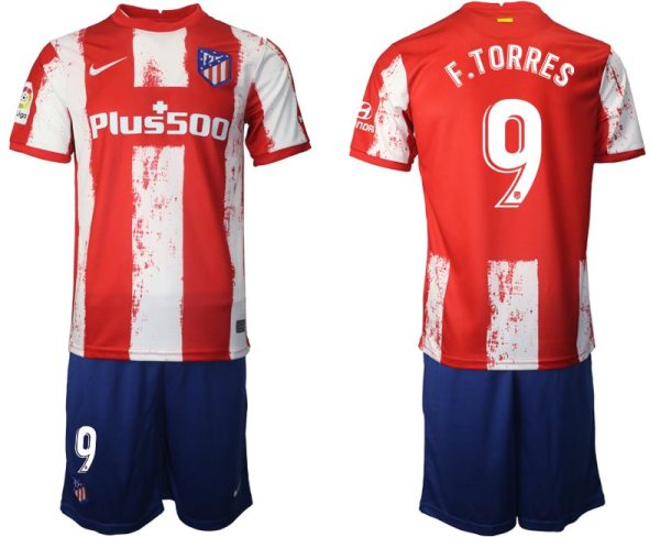 Atlético Madrid Herren Heimtrikot 2021-22 rot/weiß mit Aufdruck F.Torres 9-1