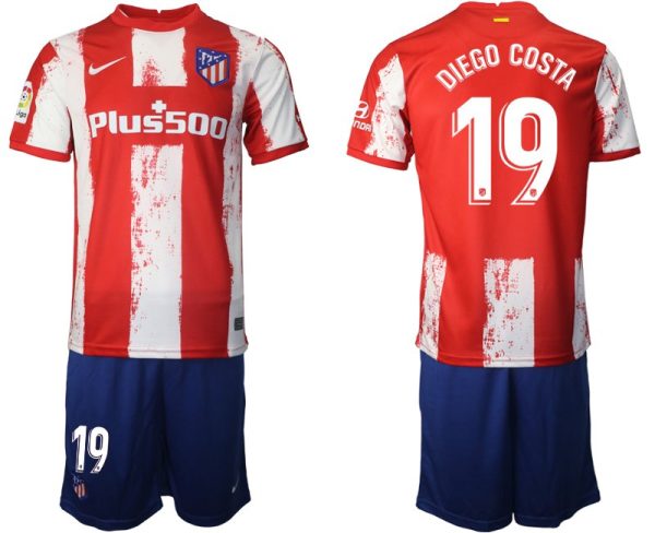 Atlético Madrid Stadion Heimtrikot 2021-22 rot/weiß mit Aufdruck Diego Costa 19-1