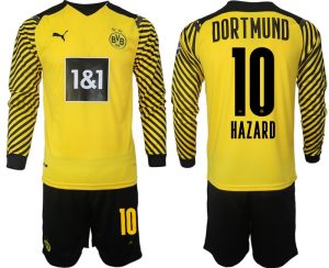 Borussia Dortmund 2022 Heimtrikot gelb-schwarz Langarm + Kurze Hosen Hazard 10