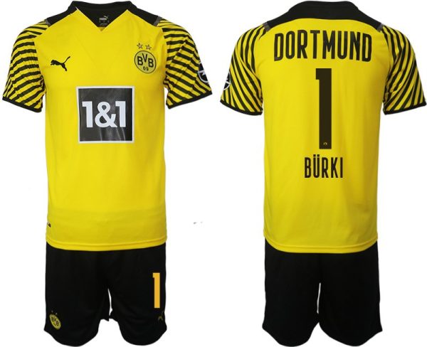 BVB Borussia Dortmund Heimtrikot Bürki 1# Herren 2022 Gelb Schwarz Trikotsatz