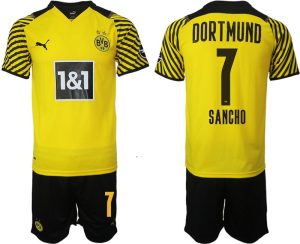BVB Borussia Dortmund Sancho 7# Heimtrikot Herren 2022 Gelb Schwarz Trikotsatz