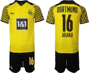 BVB Borussia Dortmund Trikot Home Herren 2022 Akanji 16# Gelb Schwarz Trikotsatz