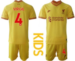 Fußball Trikot FC Liverpool Ausweichtrikot 2021-22 für Kinder mit Aufdruck VIRGIL 4
