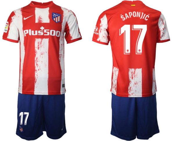 Heimtrikot Atlético Madrid 2021/22 rot/weiß mit Aufdruck Šaponjić 17-1