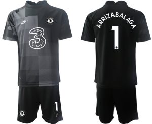 Herren Fußballtrikots Kurzarm Chelsea FC 2022 Torwarttrikot in schwarz mit Aufdruck Arrizabalaga 1