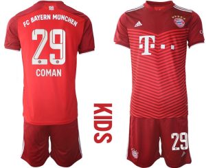 Kinder Trikotsatz FC Bayern München Heimtrikot rot 2022 mit Aufdruck Coman 29