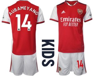 Kindertrikot FC Arsenal Heimtrikot 2022 Kinder weiß/rot mit AUBAMEYANG 14 Aufdruck