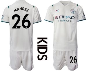 Manchester City Auswärtstrikot 2022 für Kinder Mit Mahrez 26 Aufdruck