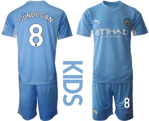 Manchester City Kinder Heim Trikot 2022 hellblau/weiß mit Aufdruck Gündogan 8