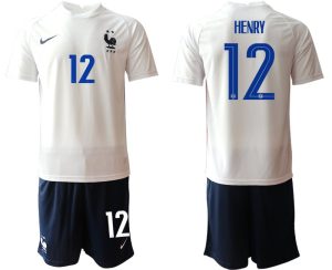 Nationalteams Frankreich Trikot Away EM 2022 weiß dunkelblau mit Aufdruck Henry 12