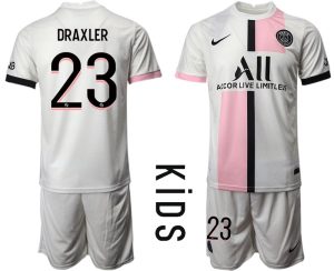 Paris Saint Germain PSG Auswärtstrikot 2021-22 weiß Kinder mit Aufdruck Draxler 23