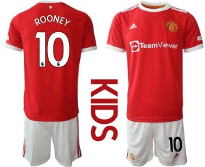 Trikotsatz Manchester United Heimtrikot 2022 Kinder rot mit Aufdruck Rooney 10