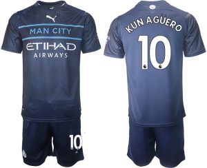 Manchester City Auswärtstrikot 2022 Kurzarm + Kurze Hosen AGÜERO 10