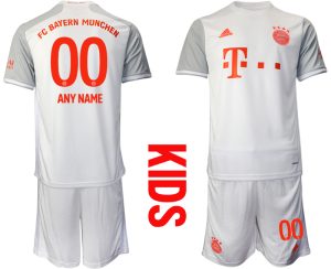 Bayern München 2020-2021 für Kinder Torwart-Auswärtstrikot Weiß Kurzarm Trikotsatz