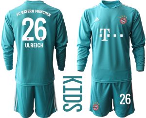 Bayern Munich Torwart Kindertrikot für draußen Blau Trikotsatz Langarm + Kurze Hosen ULREICH #26
