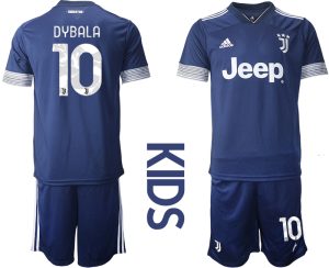 Günstige Fussballtrikot Juventus Turin 2020-2021 Auswärtstrikot blau Kinder DYBALA #10