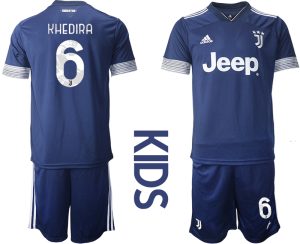 Günstige Fussballtrikot Juventus Turin 2020-2021 Auswärtstrikot blau Kinder KHEDIRA #6
