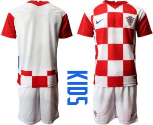 Kroatien Heimtrikot EM 2020/21 Fußball Fan Zweiteiler Rot Weiß Kinder Günstige Fußballtrikots