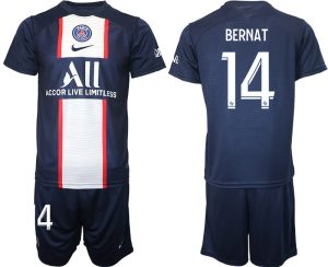 BERNAT #14 Paris Saint Germain Heimtrikot 2022/23 PSG blau Günstige Fußball Trikotsatz
