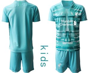 Blau Kinder FC Liverpool Torwarttrikot 2020/21 Trikotsatz Kurzarm + Kurze Hosen