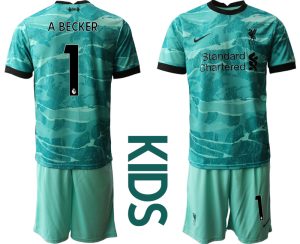 FC Liverpool Torwarttrikot blau Trikotsatz Kurzarm + Kurze Hosen für Kinder A.BECKER 1
