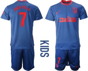 João Félix 7 Atlético Madrid 2020-21 Auswärtstrikot Navy blau Kinder Fußball Trikotsatz