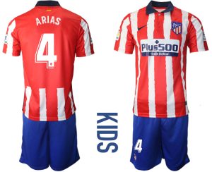 Kinder Atlético Madrid 2020-21 Home Trikot weiß-roten Streifen mit Aufdruck ARIAS 4