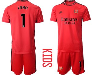 Kinder FC Arsenal Torwart Trikot rot Trikotsatz Kurzarm + Kurze Hosen LENO #1