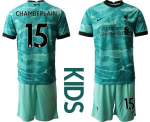 Kinder FC Liverpool Torwarttrikot blau Trikotsatz Kurzarm + Kurze Hosen mit Aufdruck CHAMBERLAIN 15