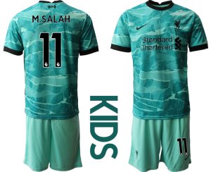 Kinder FC Liverpool Torwarttrikot blau Trikotsatz Kurzarm + Kurze Hosen mit Aufdruck M.SALAH 11