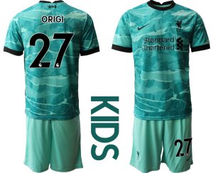 Kinder FC Liverpool Torwarttrikot blau Trikotsatz Kurzarm + Kurze Hosen mit Aufdruck ORIGI 27