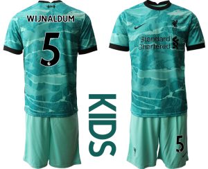 Kinder FC Liverpool Torwarttrikot blau Trikotsatz Kurzarm + Kurze Hosen mit Aufdruck WIJNALDUM 5