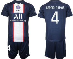 SERGIO RAMOS 4 Günstige Paris Saint Germain Heimtrikot 2022/23 blau Herren Fußballtrikots Set