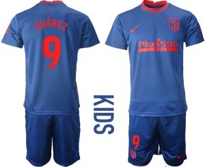 SUÁREZ 9 Atlético Madrid 2020-21 Auswärtstrikot Navy blau Kinder Fußball Trikotsatz
