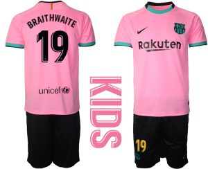 Braithwaite 19 FC Barcelona 2020-2021 Ausweichtrikot Set rosa Kurzarm + schwarz Kurze Hosen