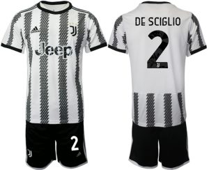 Herren Juventus 2022-23 Heimtrikot Schwarz Weiß mit Aufdruck DE SCIGLIO 2