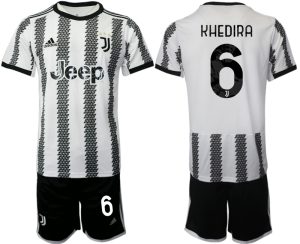 Neues Juventus 2022-23 Heimtrikot Schwarz Weiß mit Aufdruck KHEDIRA 6