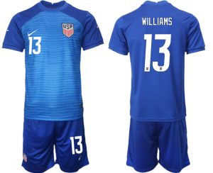 Günstig United States Auswärtstrikot WM 2022 in blau USA Trikotsatz mit Aufdruck WILLIAMS 13