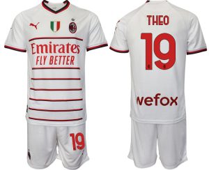 Herren AC Milan Auswärtstrikot 2022/23 Weiß Online Kaufen mit Namen THEO 19