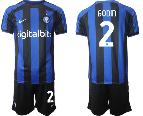 Herren Inter Mailand 2022-2023 Heimtrikot Blau Fußball Trikot Outlet GODIN 2