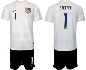 Herren USA Heimtrikot WM 2022 T-shirt weiß Online mit Aufdruck STEFFEN 1