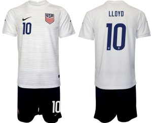 Herren USA Heimtrikot WM 2022 Weiß Schwarz Fußballtrikots Set mit Aufdruck LLOYD 10